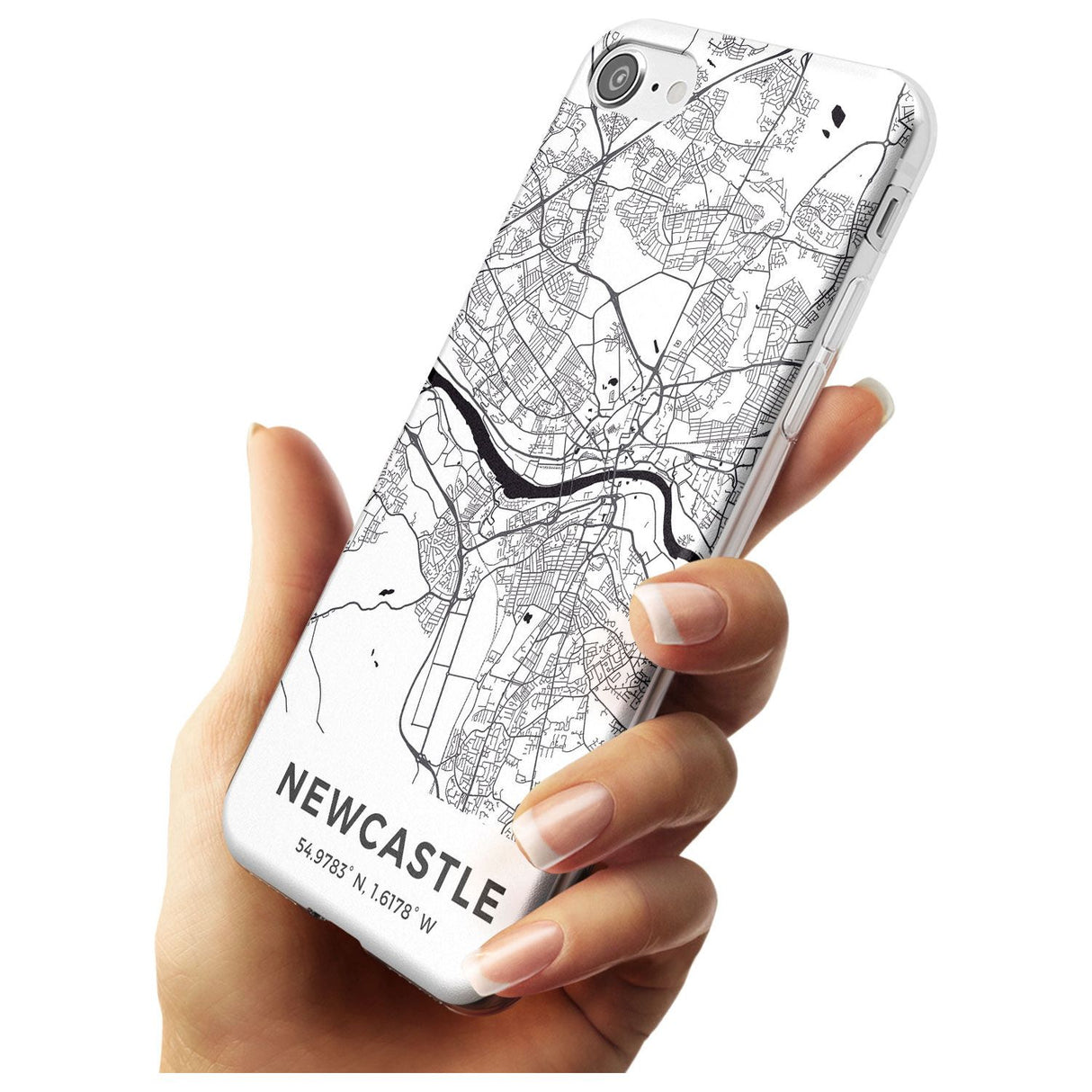 Map of Newcastle, England Slim TPU Phone Case for iPhone SE 8 7 Plus