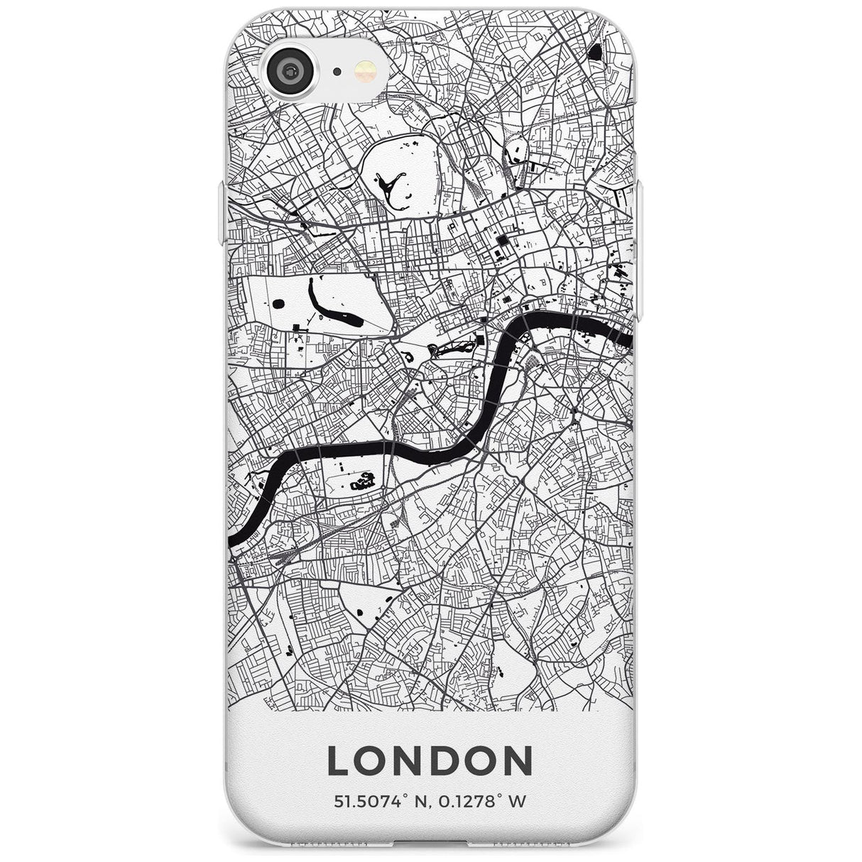 Map of London, England Slim TPU Phone Case for iPhone SE 8 7 Plus