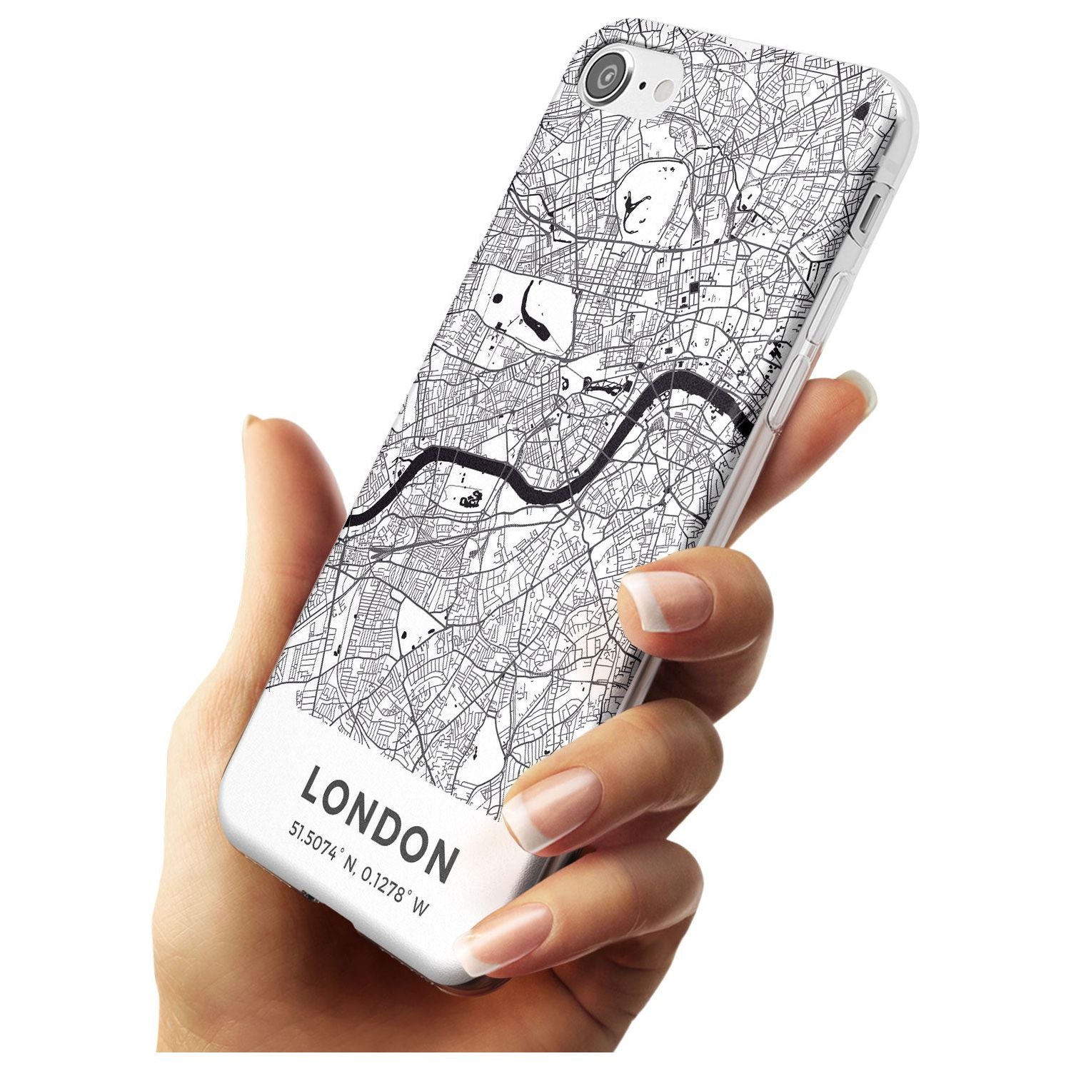 Map of London, England Slim TPU Phone Case for iPhone SE 8 7 Plus