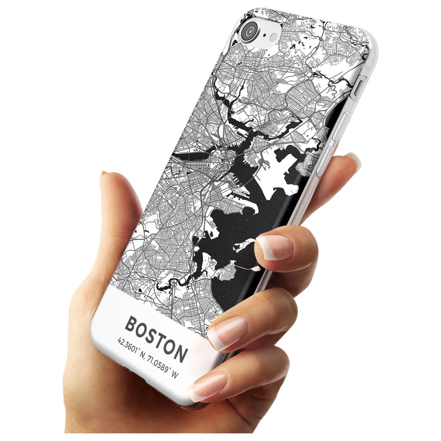 Map of Boston, Massachusetts Slim TPU Phone Case for iPhone SE 8 7 Plus