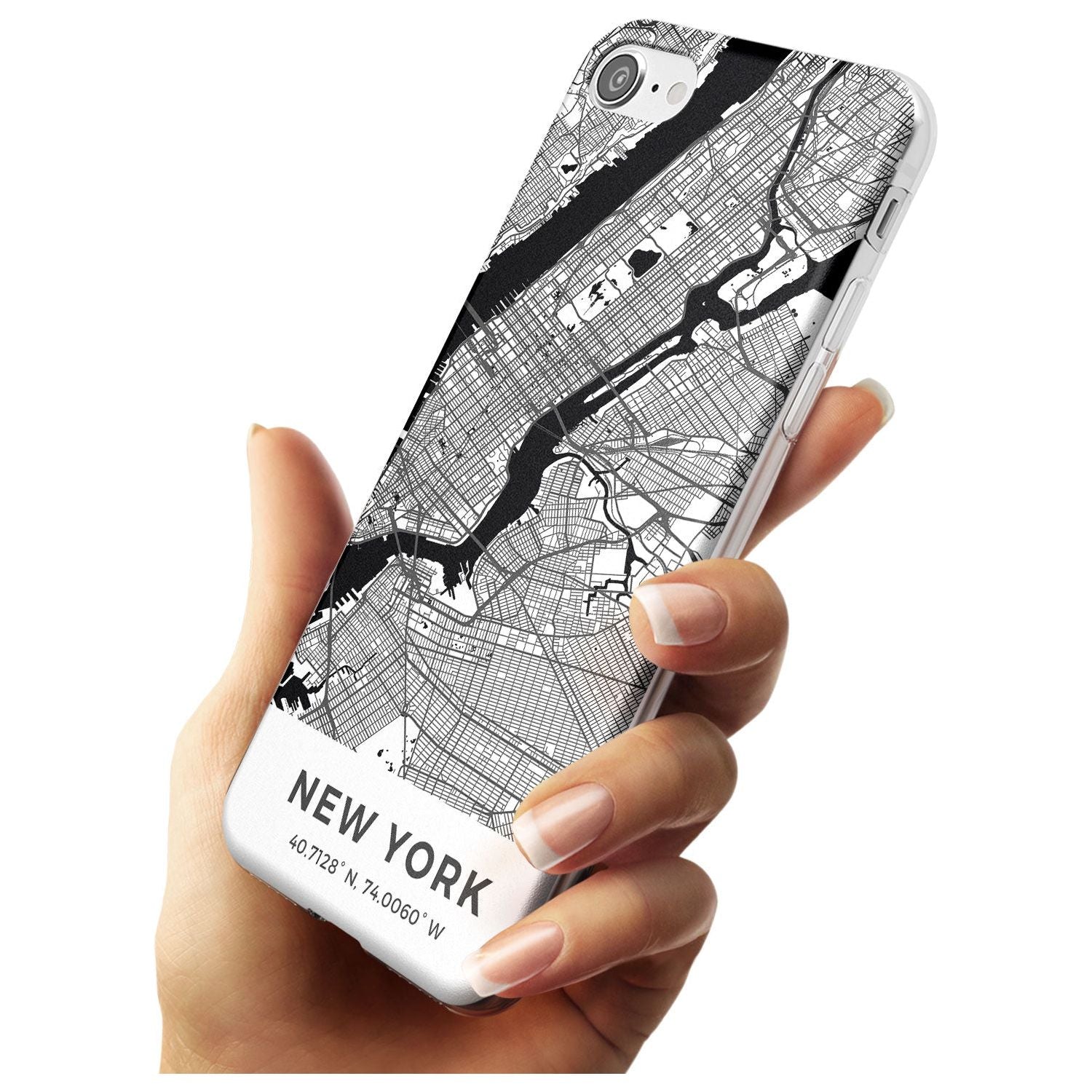 Map of New York, New York Slim TPU Phone Case for iPhone SE 8 7 Plus