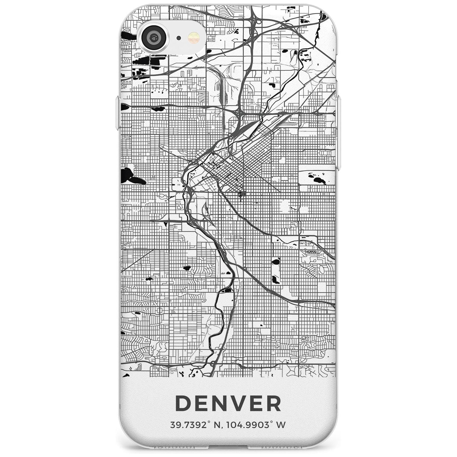 Map of Denver, Colorado Slim TPU Phone Case for iPhone SE 8 7 Plus