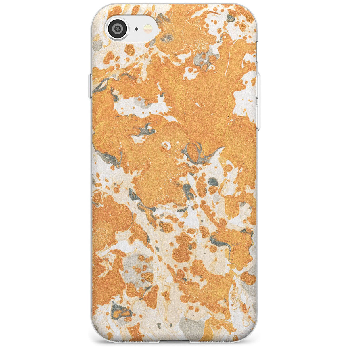 Orange Marbled Paper Pattern Slim TPU Phone Case for iPhone SE 8 7 Plus