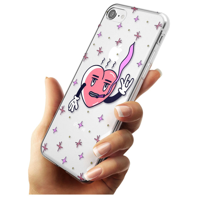 Rock n Roll Heart (Clear) Slim TPU Phone Case for iPhone SE 8 7 Plus