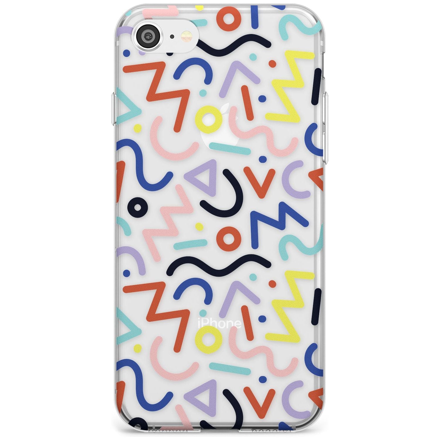 Colourful Squiggles Memphis Retro Pattern Design Slim TPU Phone Case for iPhone SE 8 7 Plus