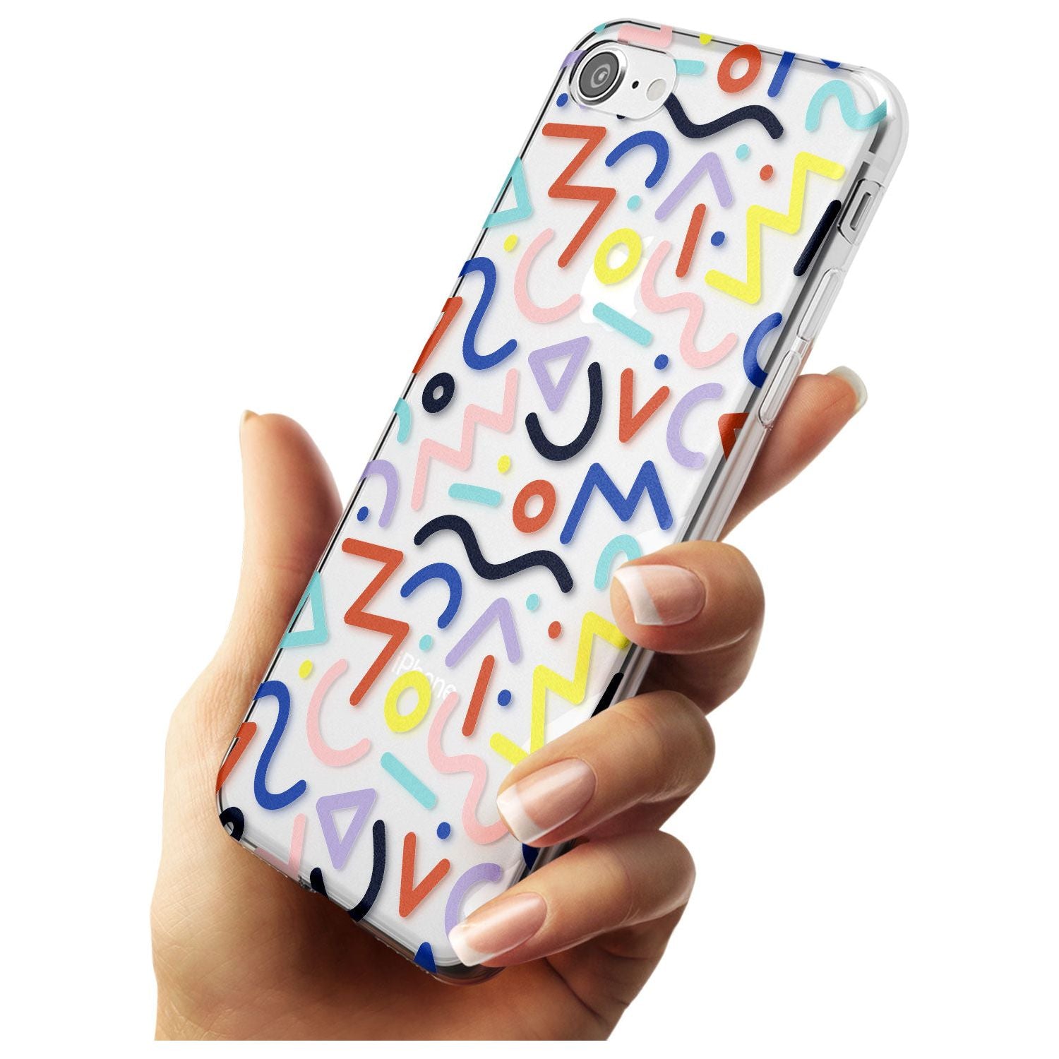 Colourful Squiggles Memphis Retro Pattern Design Slim TPU Phone Case for iPhone SE 8 7 Plus