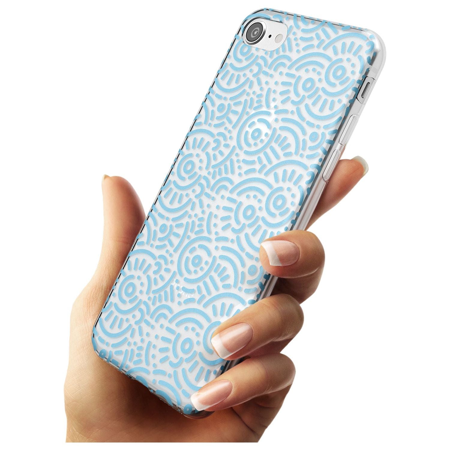 Light Blue Pattern Memphis Retro Pattern Design Slim TPU Phone Case for iPhone SE 8 7 Plus