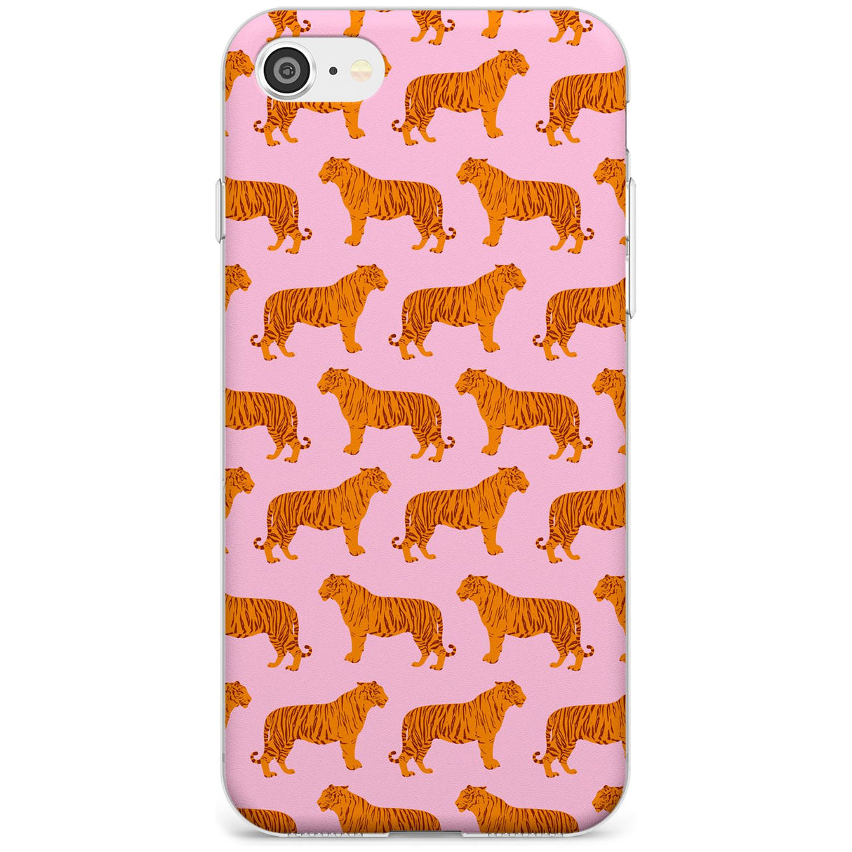 Tigers on Pink Pattern Slim TPU Phone Case for iPhone SE 8 7 Plus