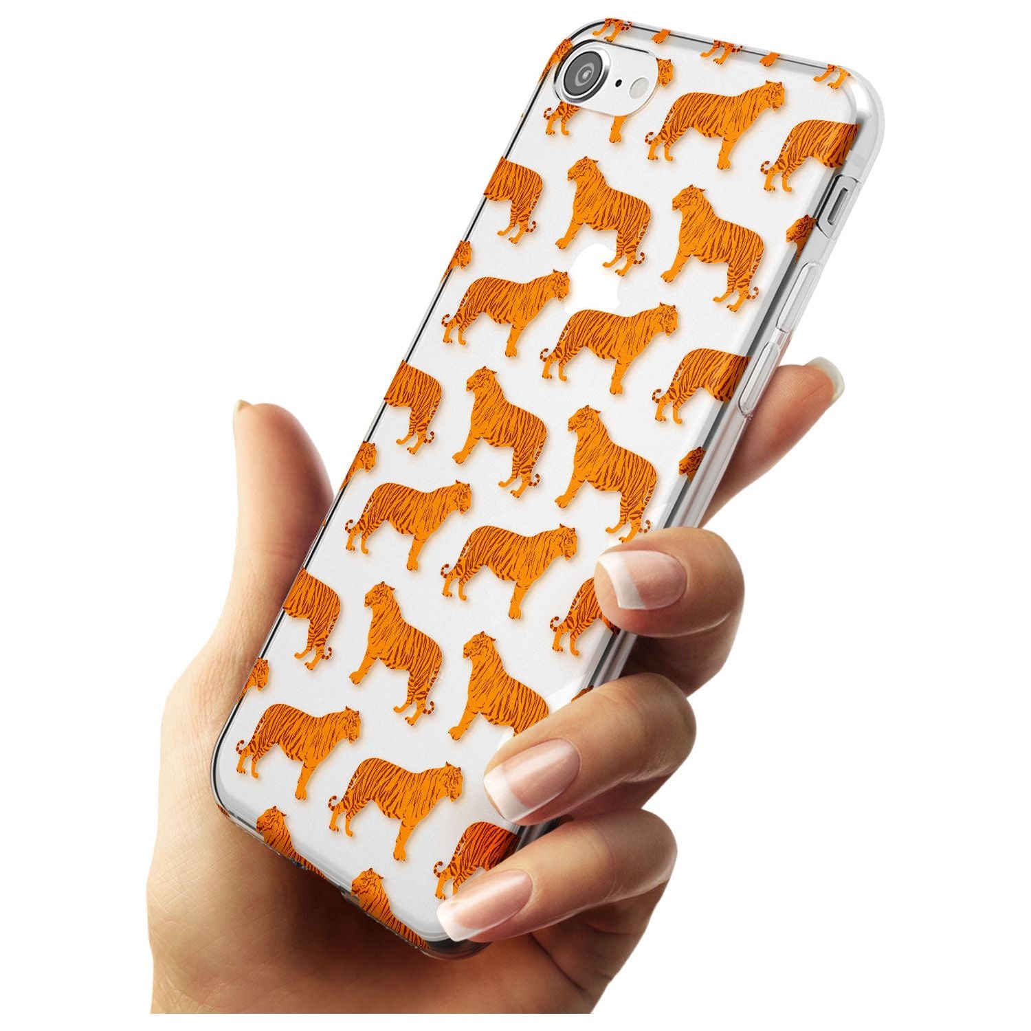 Tigers on Clear Pattern Slim TPU Phone Case for iPhone SE 8 7 Plus