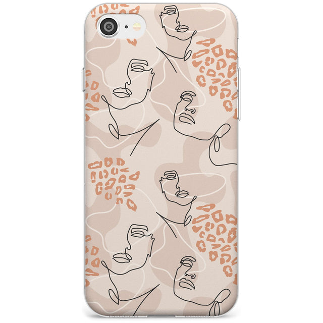 Leopard Print Stylish Abstract Faces Slim TPU Phone Case for iPhone SE 8 7 Plus