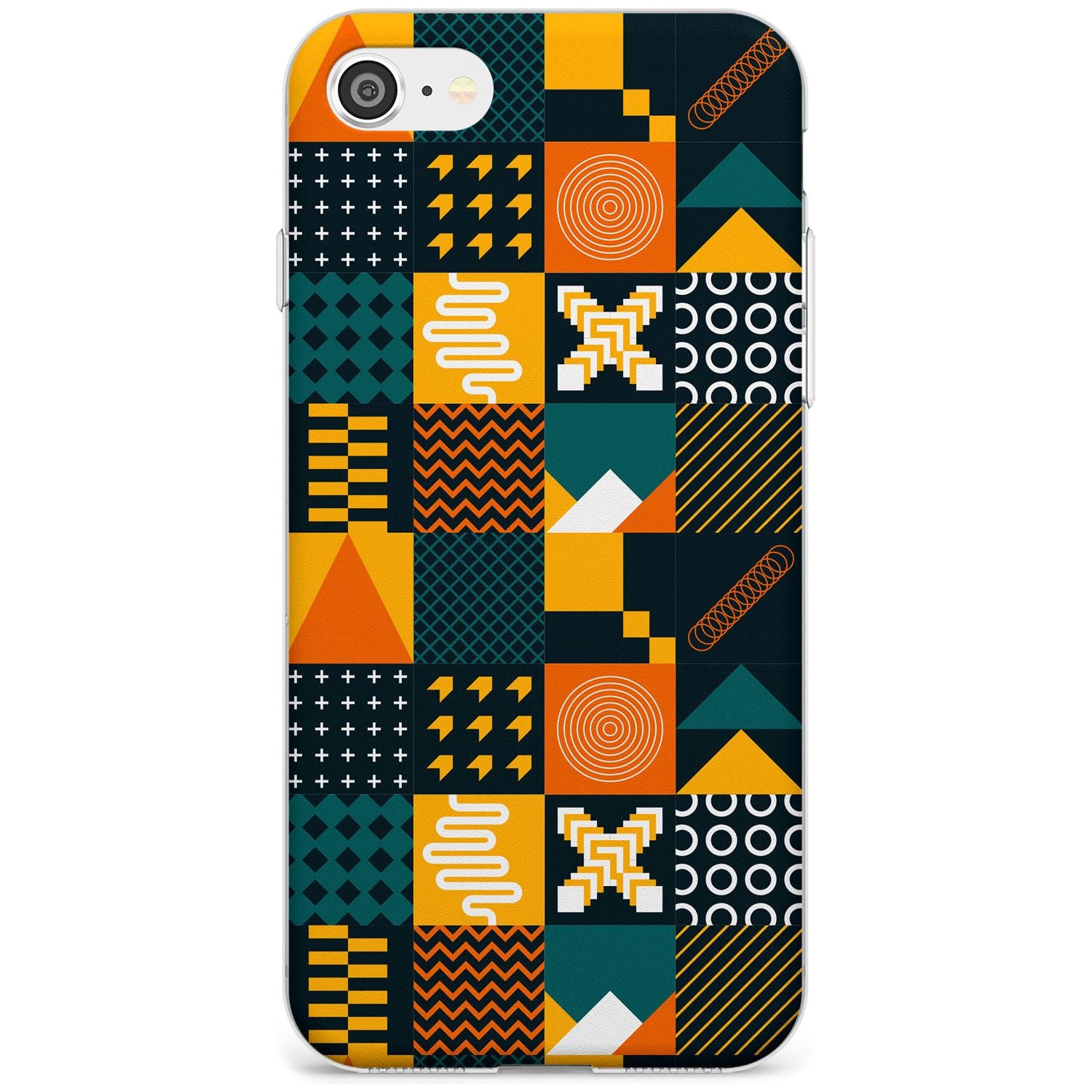 Funky Geometric Patterns: Orange & Dark Green Phone Case iPhone 7/8 / Clear Case,iPhone SE / Clear Case Blanc Space