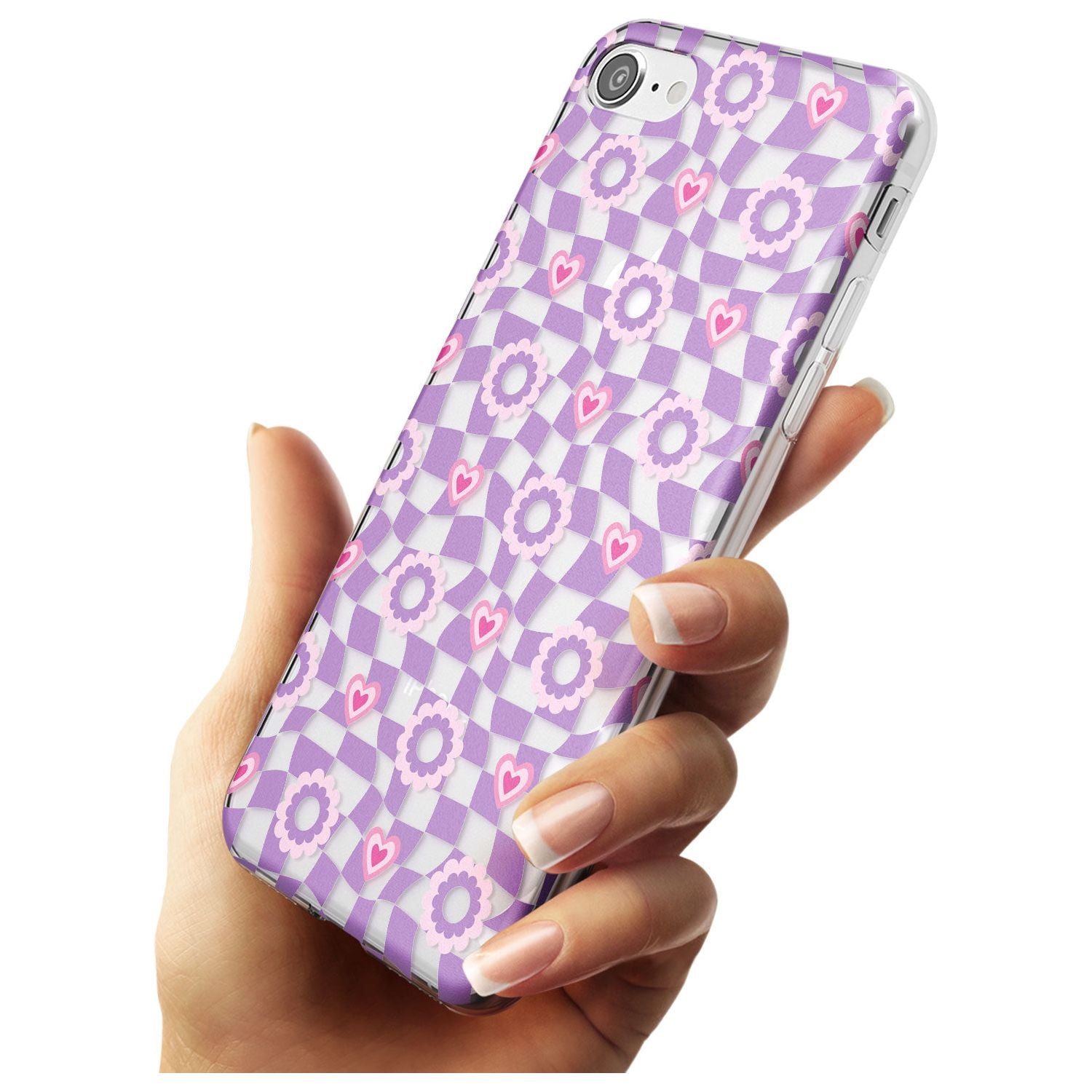 Checkered Love Pattern Slim TPU Phone Case for iPhone SE 8 7 Plus
