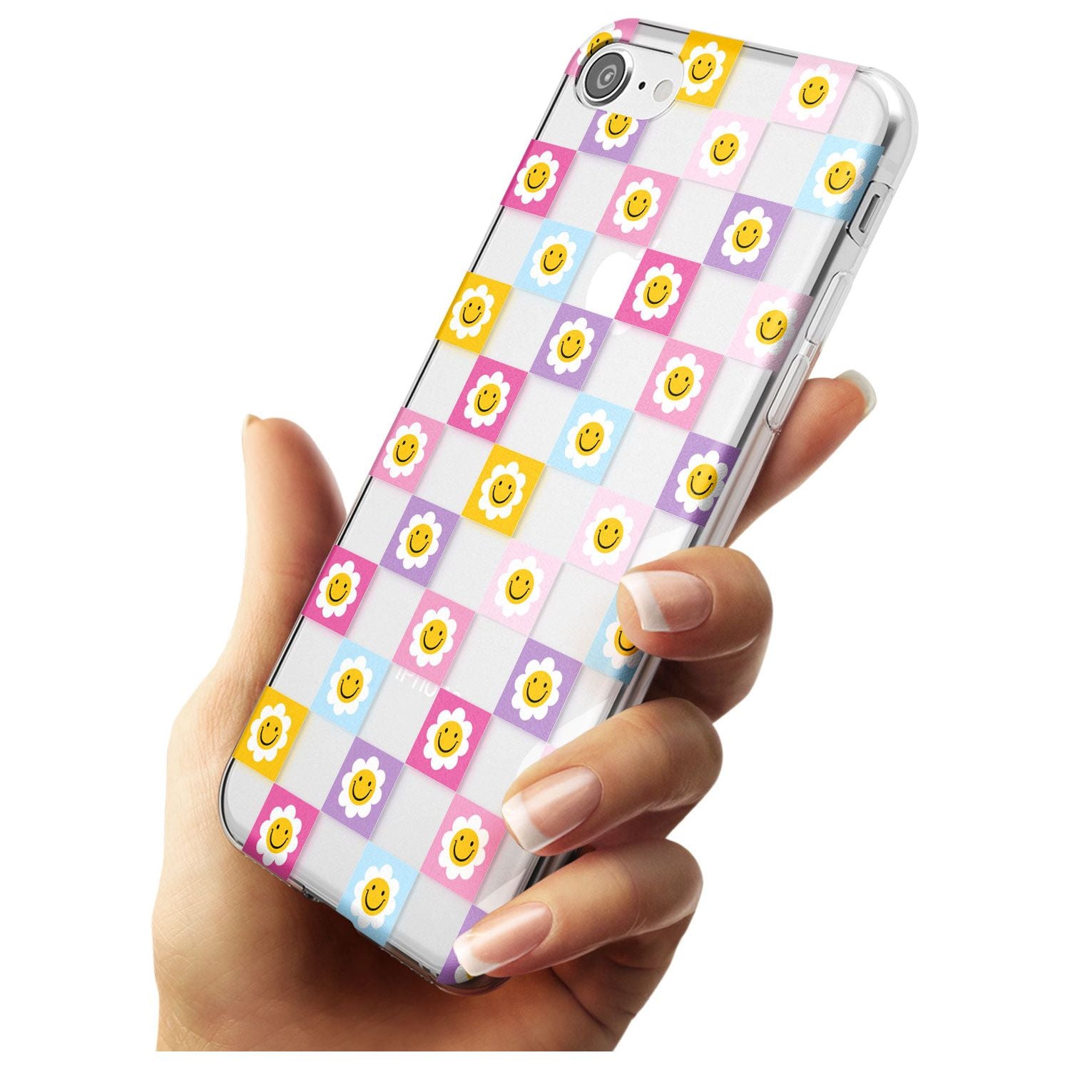 Daisy Squares Pattern Slim TPU Phone Case for iPhone SE 8 7 Plus