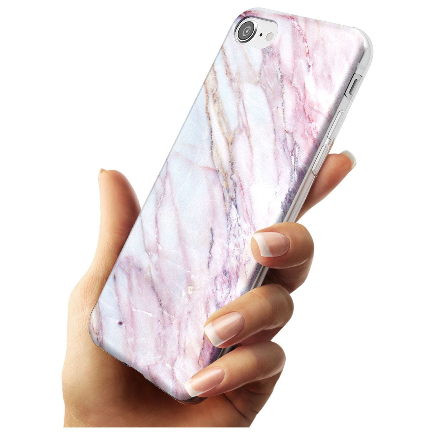 White, Pink & Purple Onyx Marble Texture Black Impact Phone Case for iPhone SE 8 7 Plus