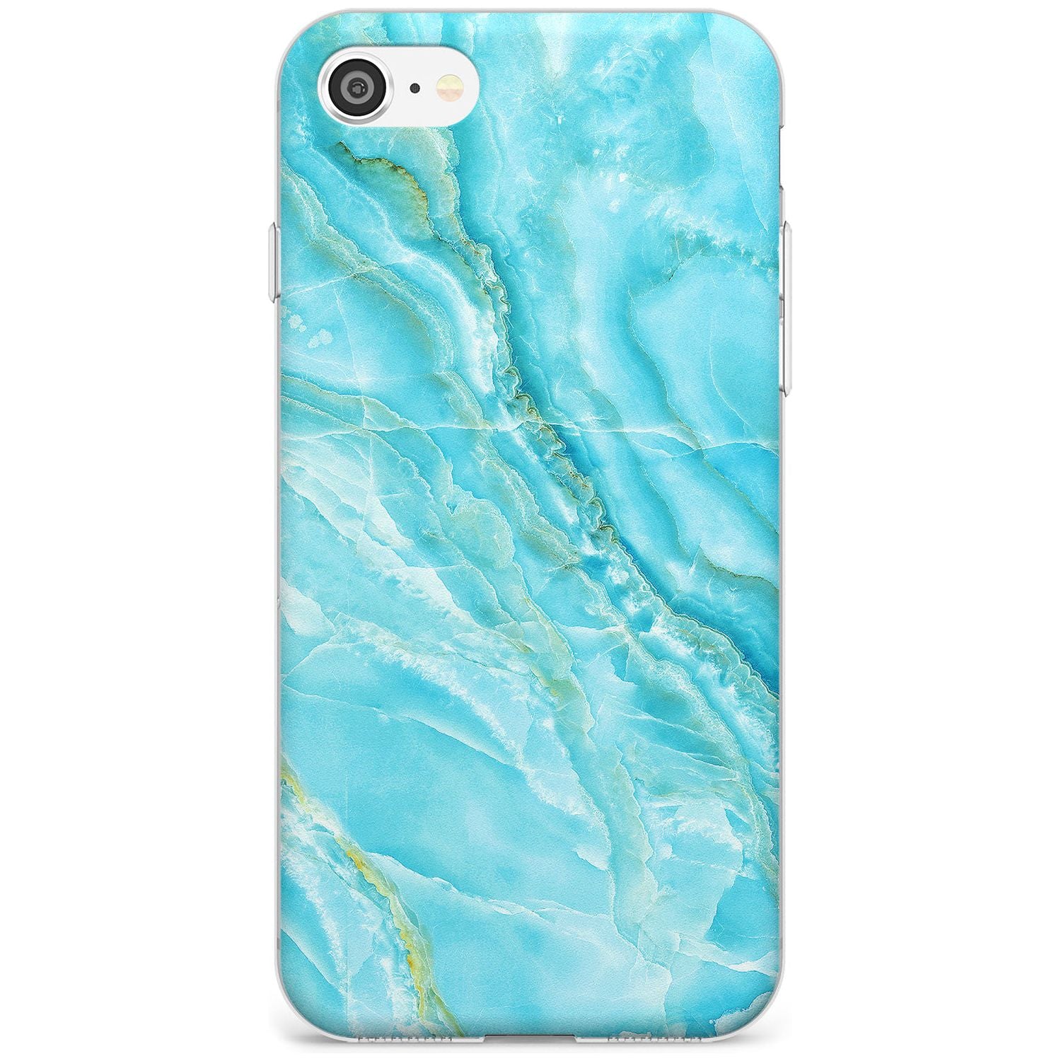 Bright Blue Onyx Marble Texture Black Impact Phone Case for iPhone SE 8 7 Plus