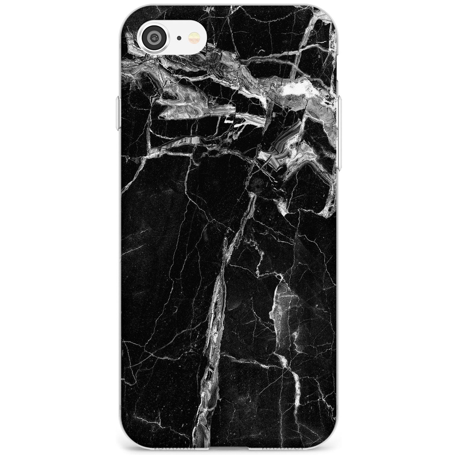 Black Onyx Marble Texture Black Impact Phone Case for iPhone SE 8 7 Plus