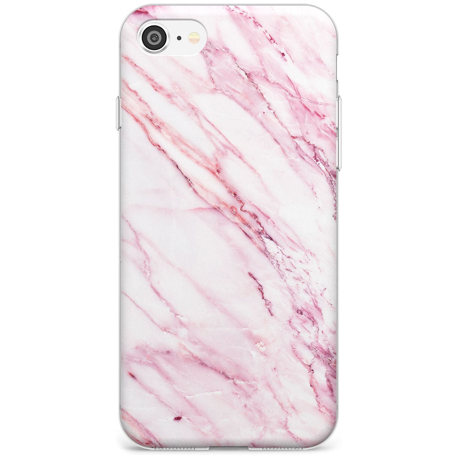 White & Pink Onyx Marble Texture Black Impact Phone Case for iPhone SE 8 7 Plus
