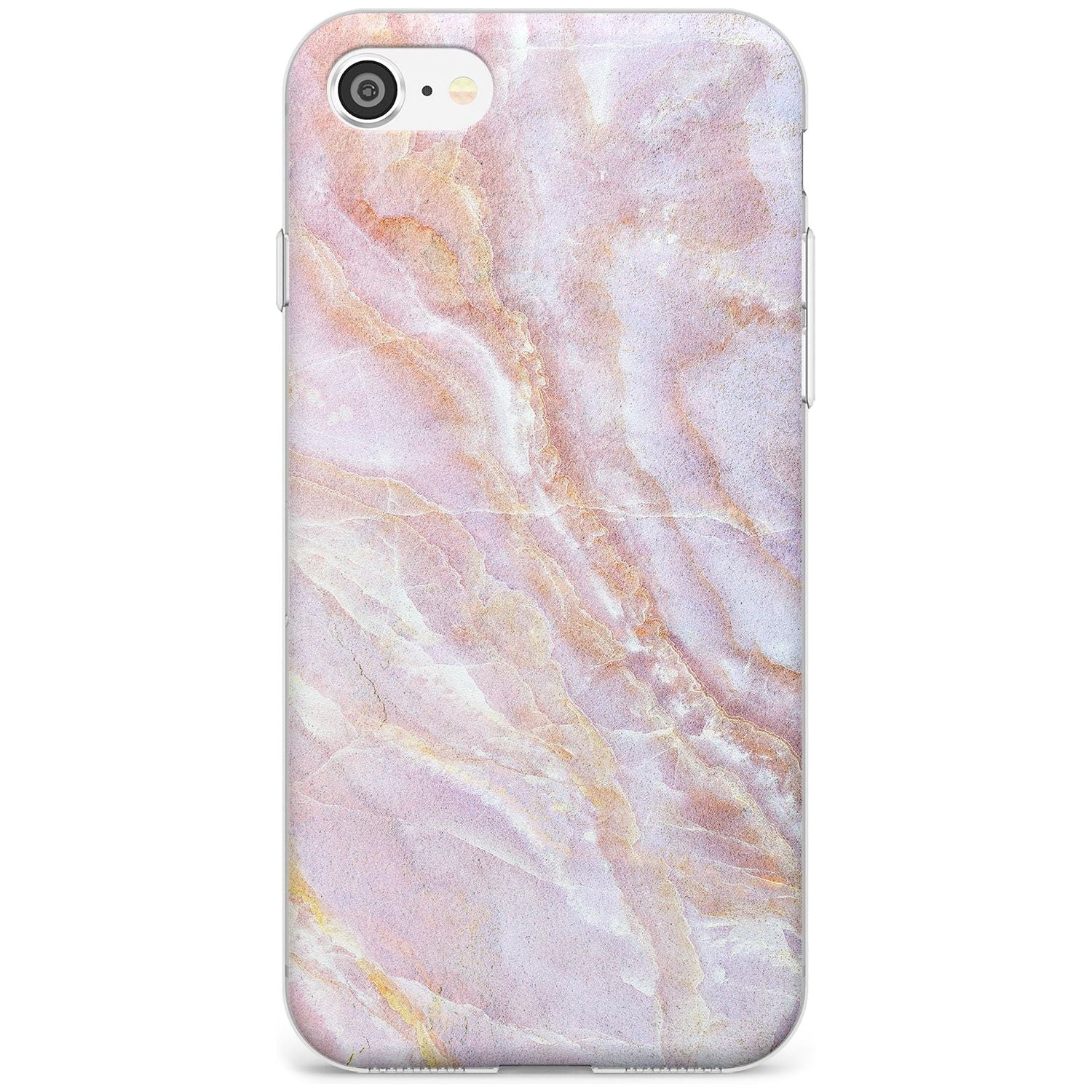 Soft Pink & Yellow Onyx Marble Texture Black Impact Phone Case for iPhone SE 8 7 Plus