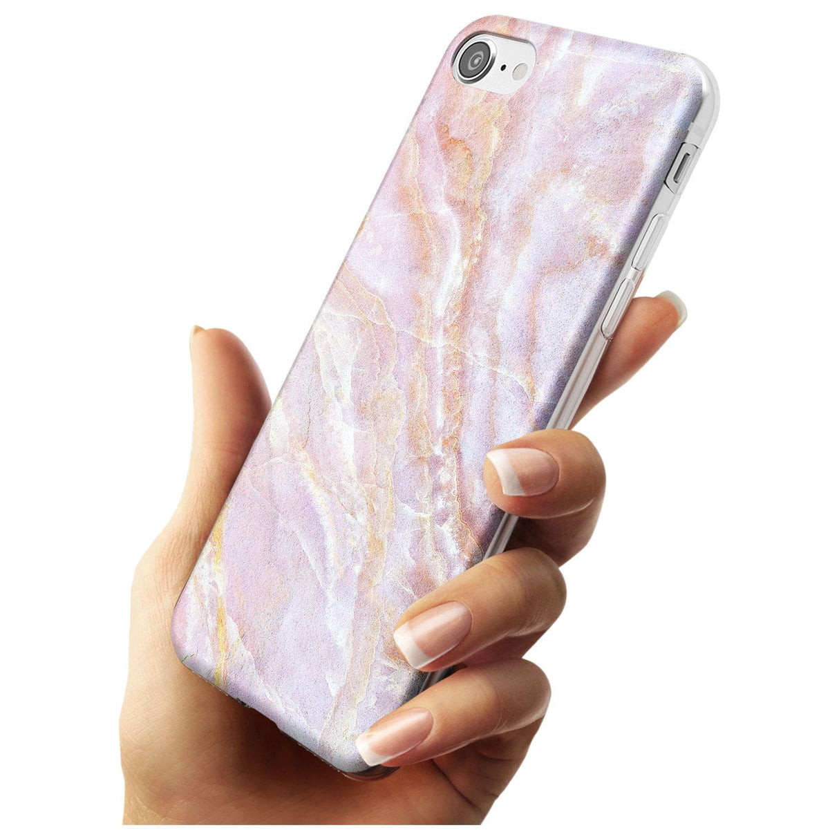 Soft Pink & Yellow Onyx Marble Texture Black Impact Phone Case for iPhone SE 8 7 Plus