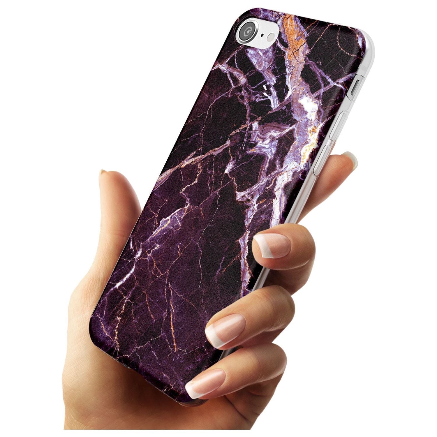 Black, Purple & Yellow shattered Marble Slim TPU Phone Case for iPhone SE 8 7 Plus