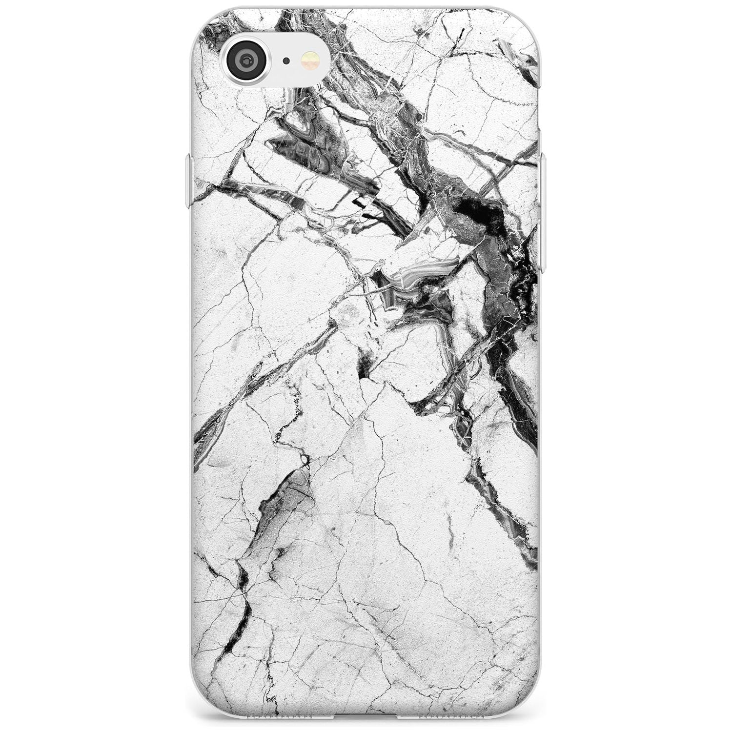 Black & White Stormy Marble Slim TPU Phone Case for iPhone SE 8 7 Plus