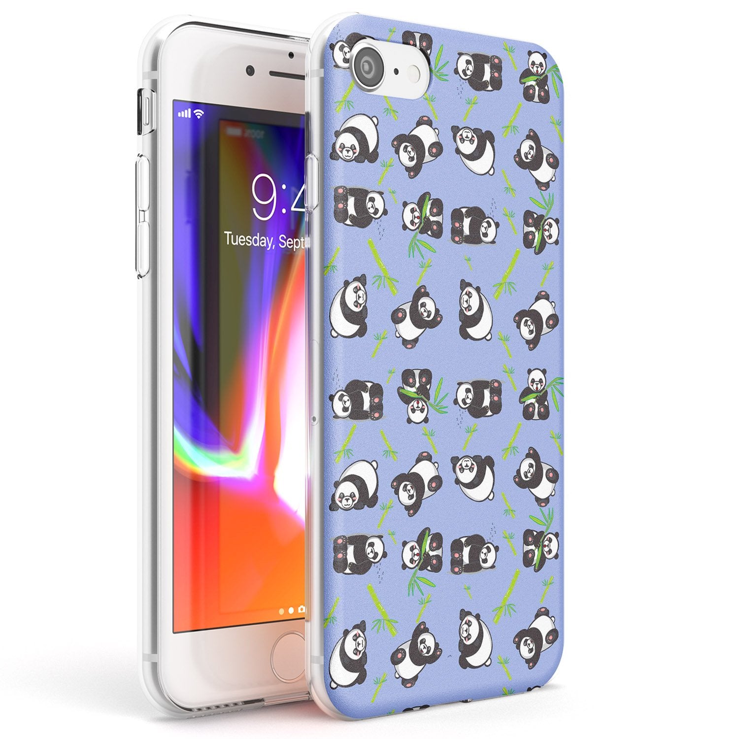 Panda Pattern Phone Case iPhone 7/8 / Clear Case,iPhone SE / Clear Case Blanc Space