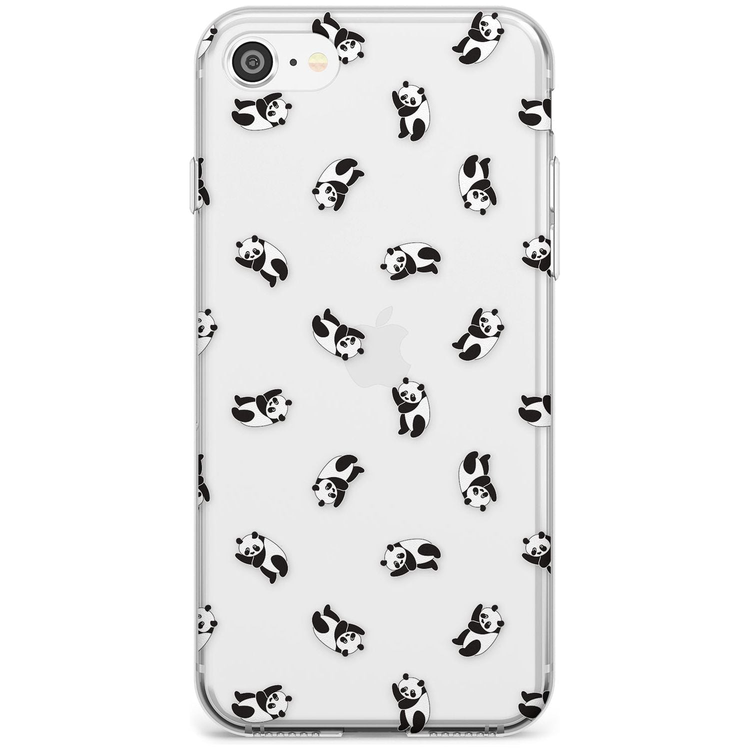 Tiny Panda Pattern Black Impact Phone Case for iPhone SE 8 7 Plus