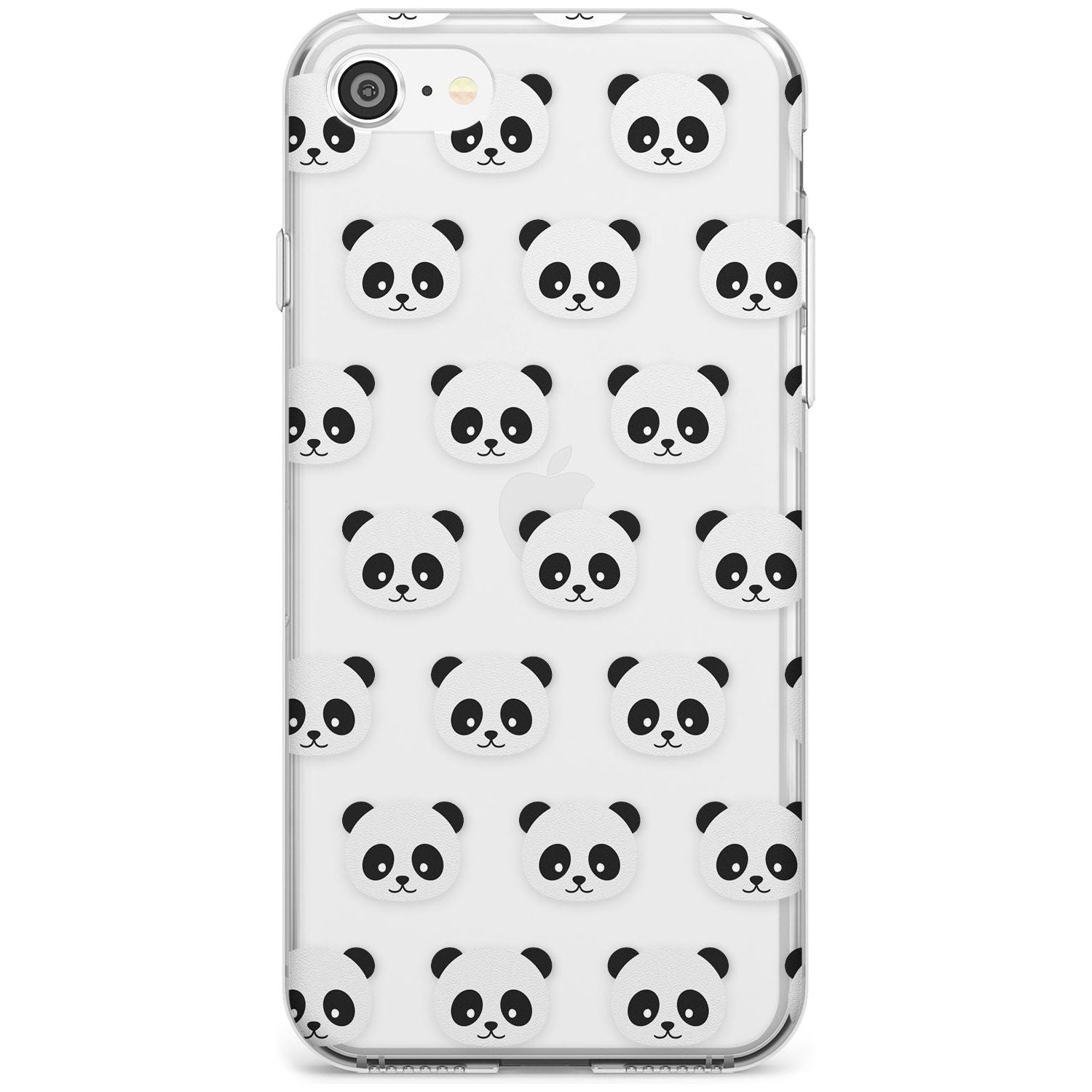Panda Face Pattern Black Impact Phone Case for iPhone SE 8 7 Plus