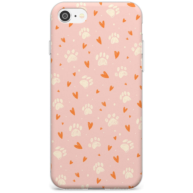Paws & Hearts Pattern Black Impact Phone Case for iPhone SE 8 7 Plus