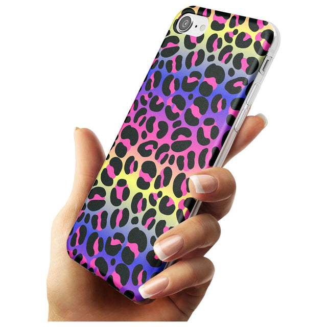 Rainbow Gradient Leopard Print Black Impact Phone Case for iPhone SE 8 7 Plus