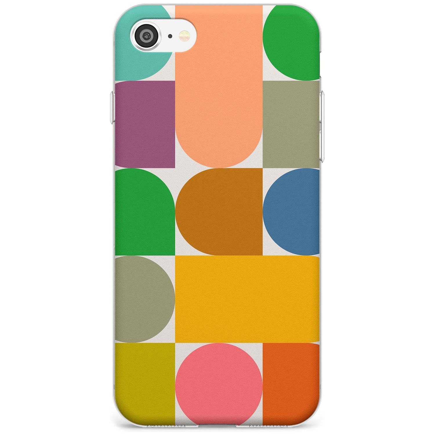 Abstract Retro Shapes: Rainbow Mix Black Impact Phone Case for iPhone SE 8 7 Plus