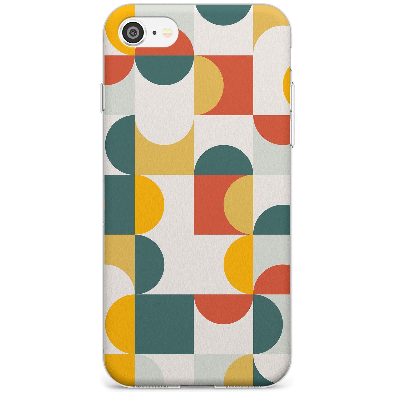 Abstract Retro Shapes: Muted Colour Mix Black Impact Phone Case for iPhone SE 8 7 Plus