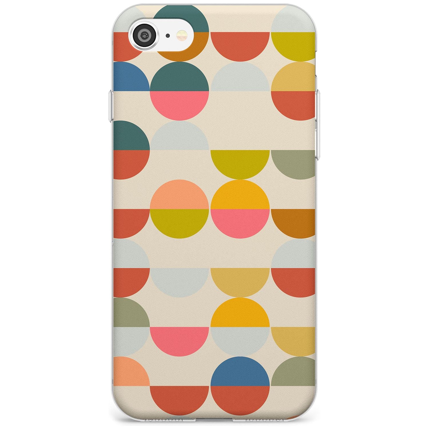 Abstract Retro Shapes: Colourful Circles Black Impact Phone Case for iPhone SE 8 7 Plus