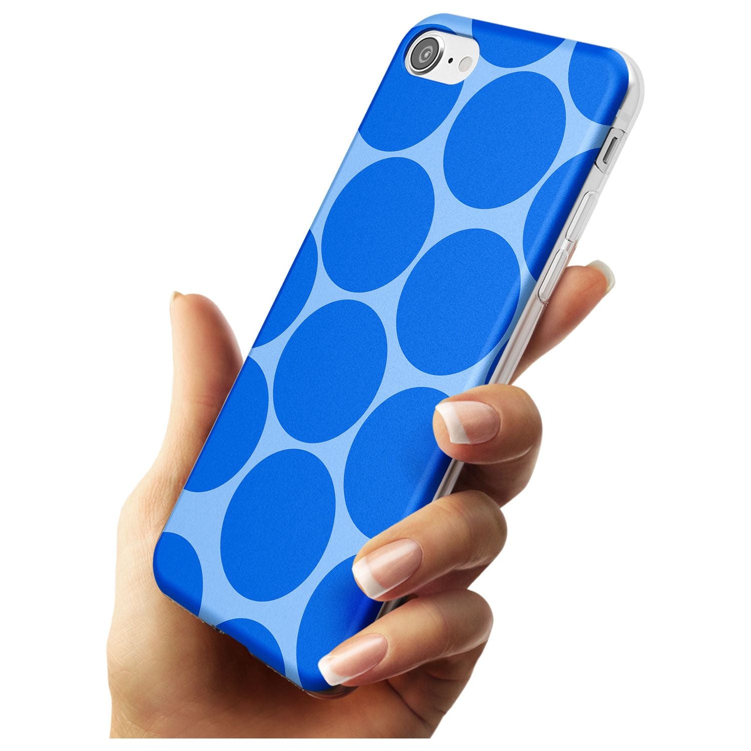 Abstract Retro Shapes: Blue Dots Black Impact Phone Case for iPhone SE 8 7 Plus
