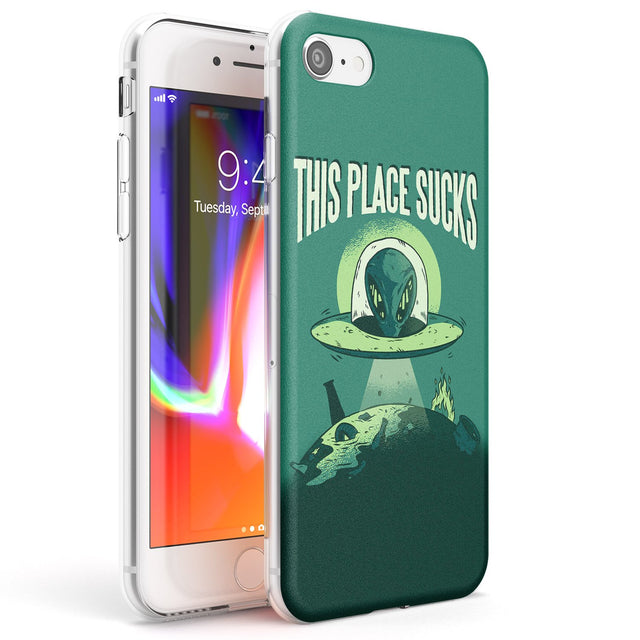 EARTH SUCKS Phone Case iPhone 7/8 / Clear Case,iPhone SE / Clear Case Blanc Space