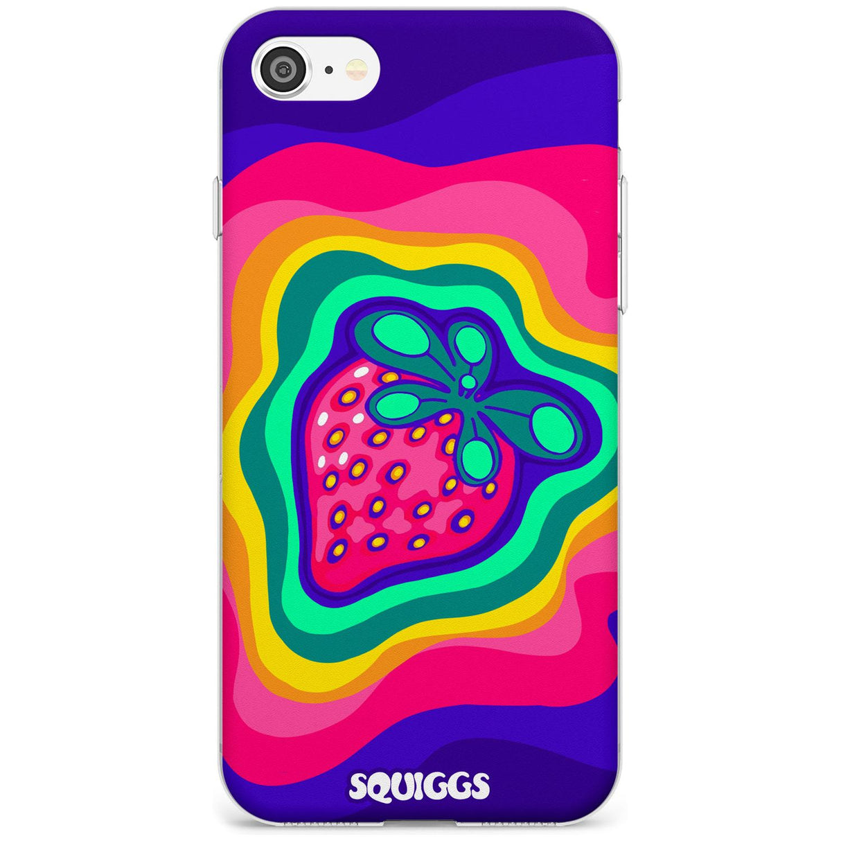 Strawberry Rainbow Black Impact Phone Case for iPhone SE 8 7 Plus