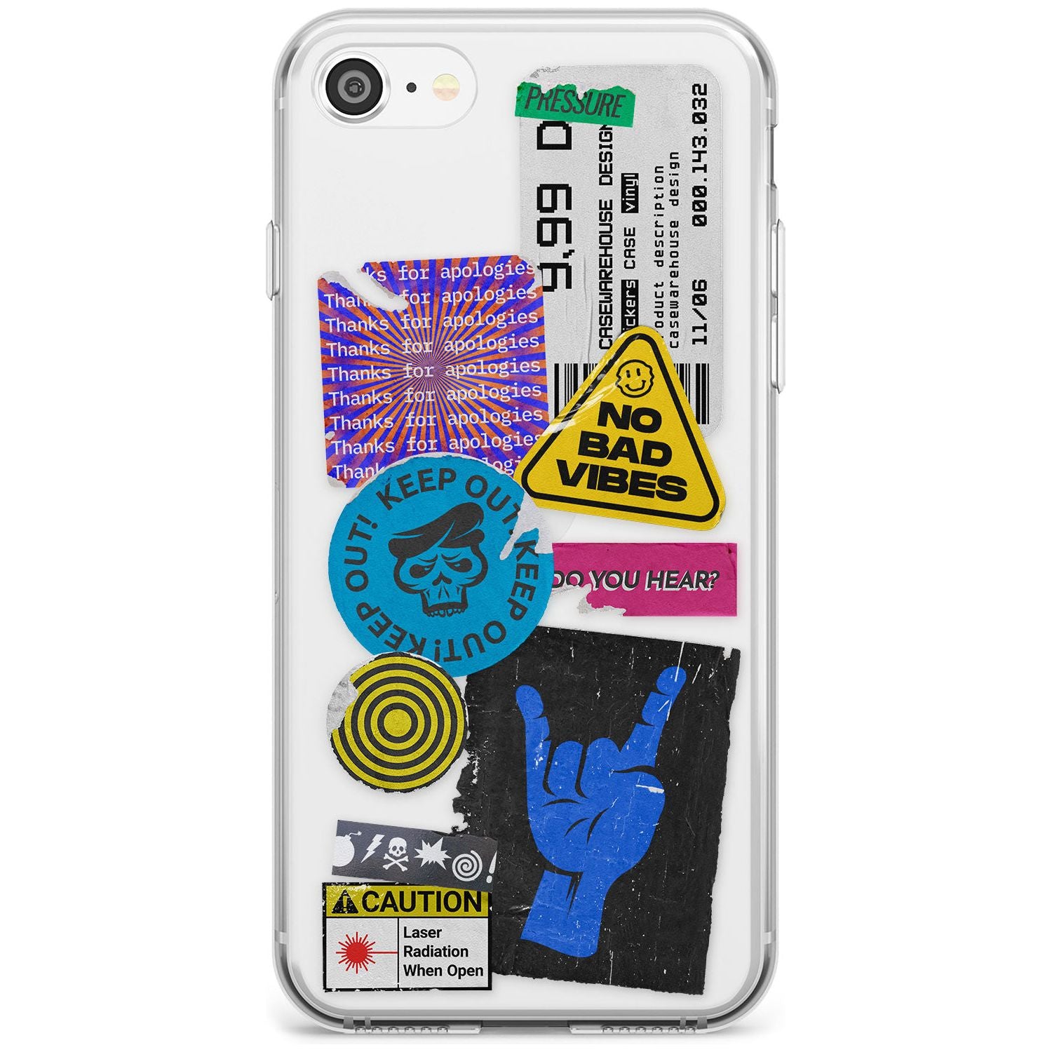 No Bad Vibes Sticker Mix Black Impact Phone Case for iPhone SE 8 7 Plus
