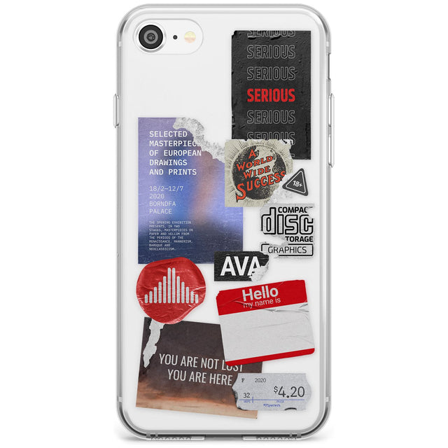 Red & Black Sticker Mix Black Impact Phone Case for iPhone SE 8 7 Plus