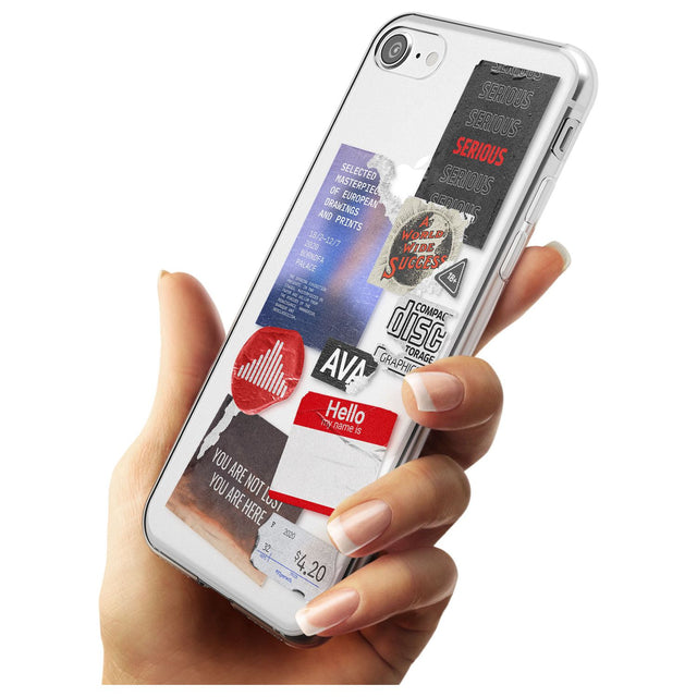Red & Black Sticker Mix Black Impact Phone Case for iPhone SE 8 7 Plus