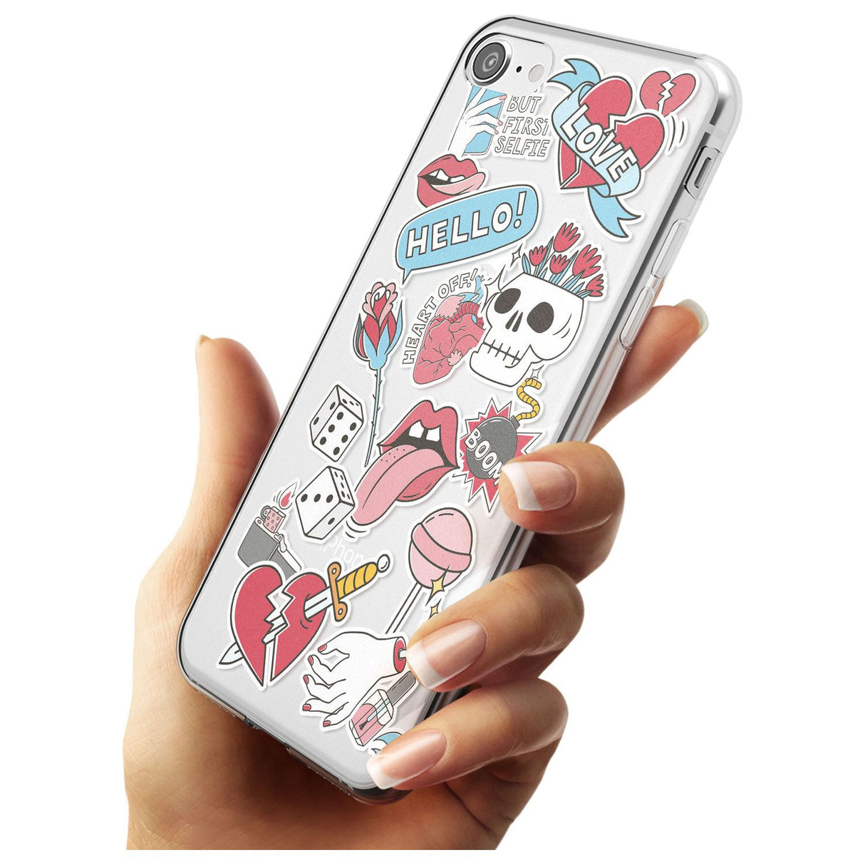 Skull & Flowers Sticker  iPhone Case   Phone Case - Case Warehouse