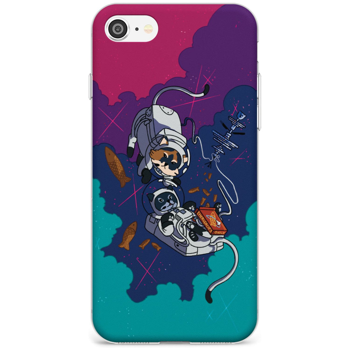 CATS IN SPACE Black Impact Phone Case for iPhone SE 8 7 Plus