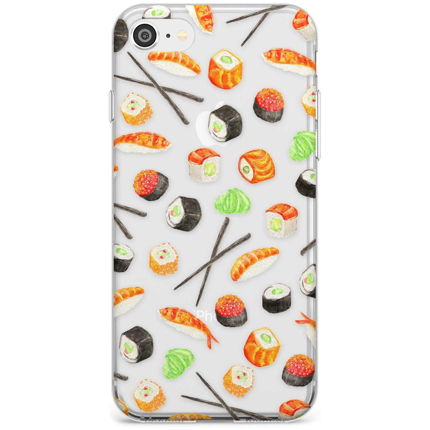 Sushi & Chopsticks Watercolour Pattern Slim TPU Phone Case for iPhone SE 8 7 Plus