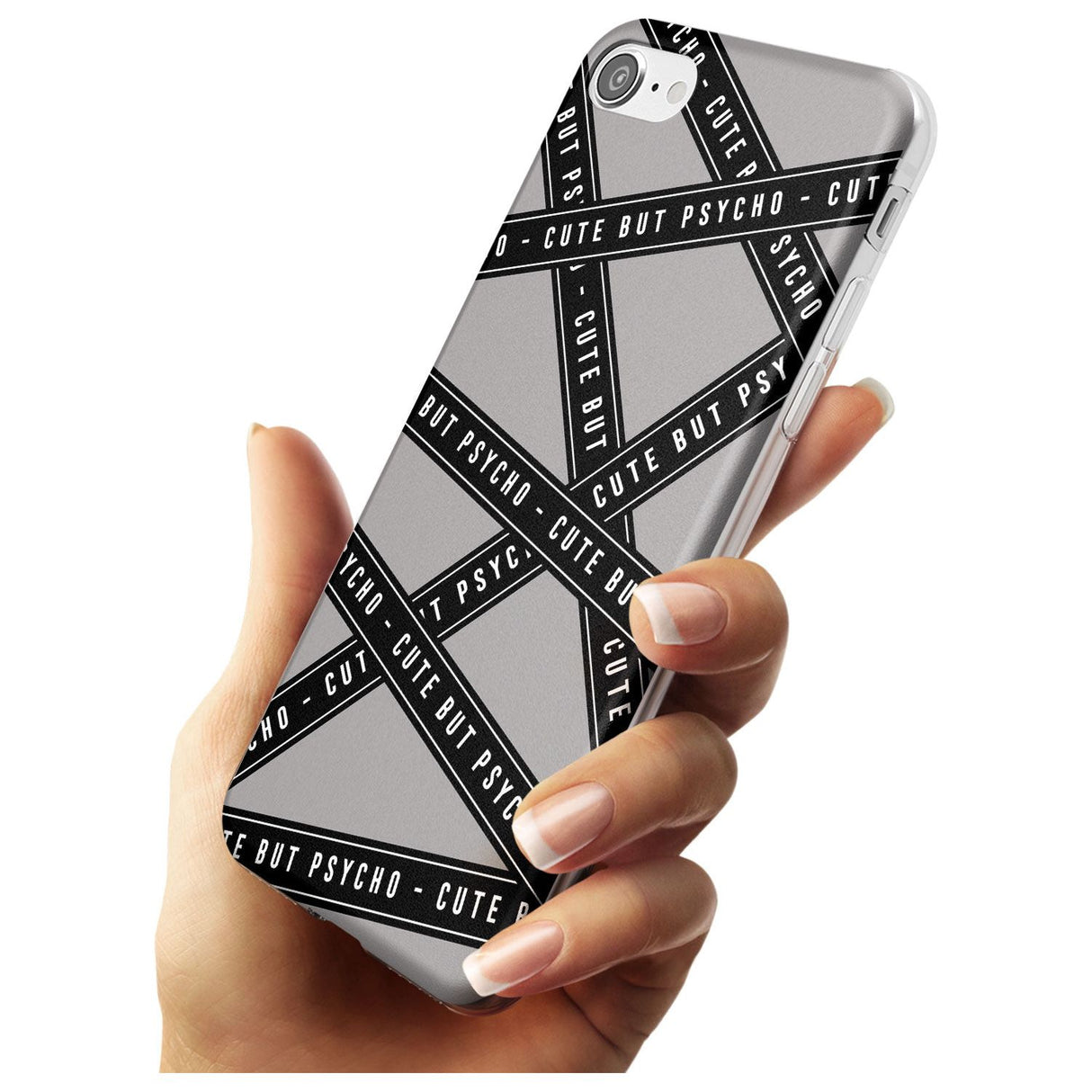 Caution Tape Phrases Cute But Psycho Slim TPU Phone Case for iPhone SE 8 7 Plus