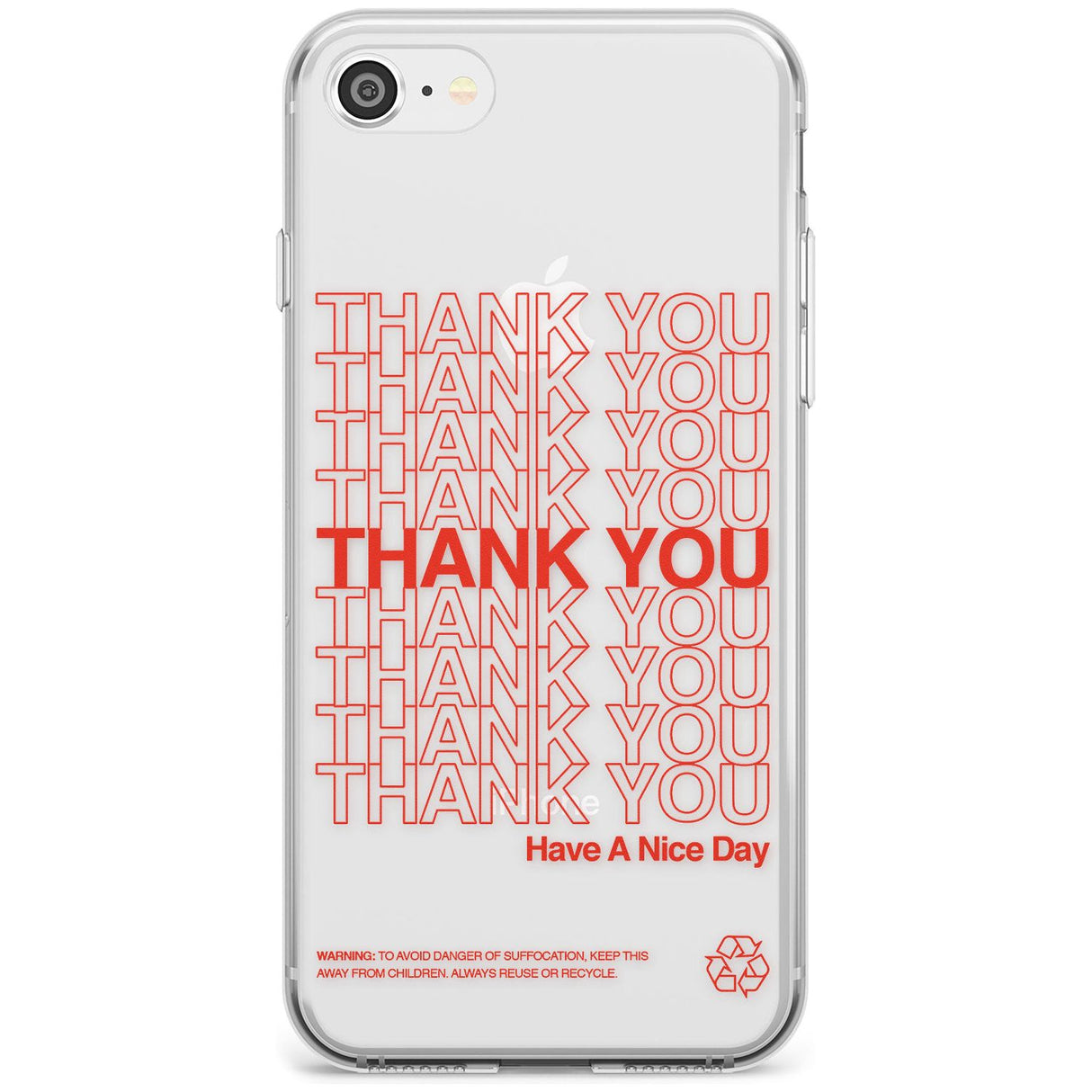 Classic Thank You Bag Design: Solid White + Red Slim TPU Phone Case for iPhone SE 8 7 Plus