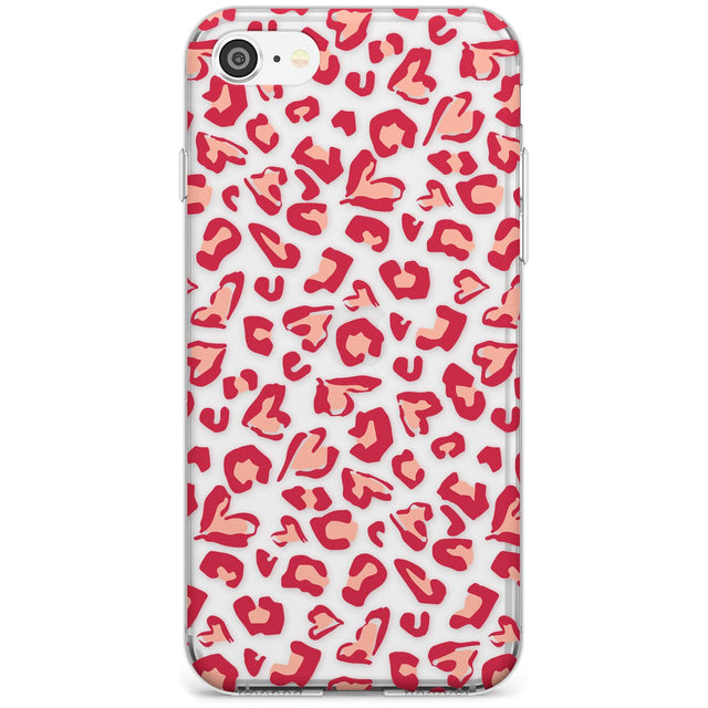Heart Leopard Print Black Impact Phone Case for iPhone SE 8 7 Plus