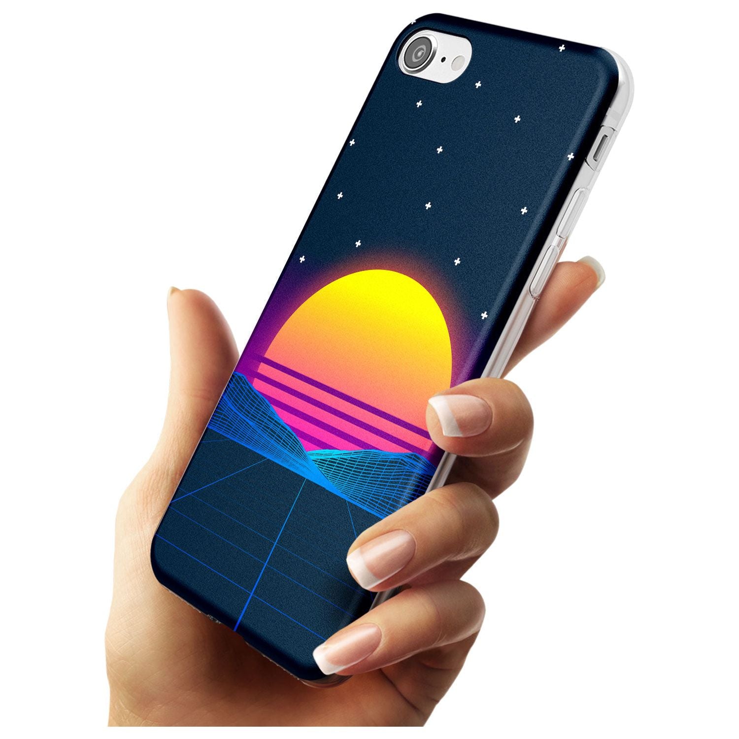 Retro Sunset Vaporwave Slim TPU Phone Case for iPhone SE 8 7 Plus