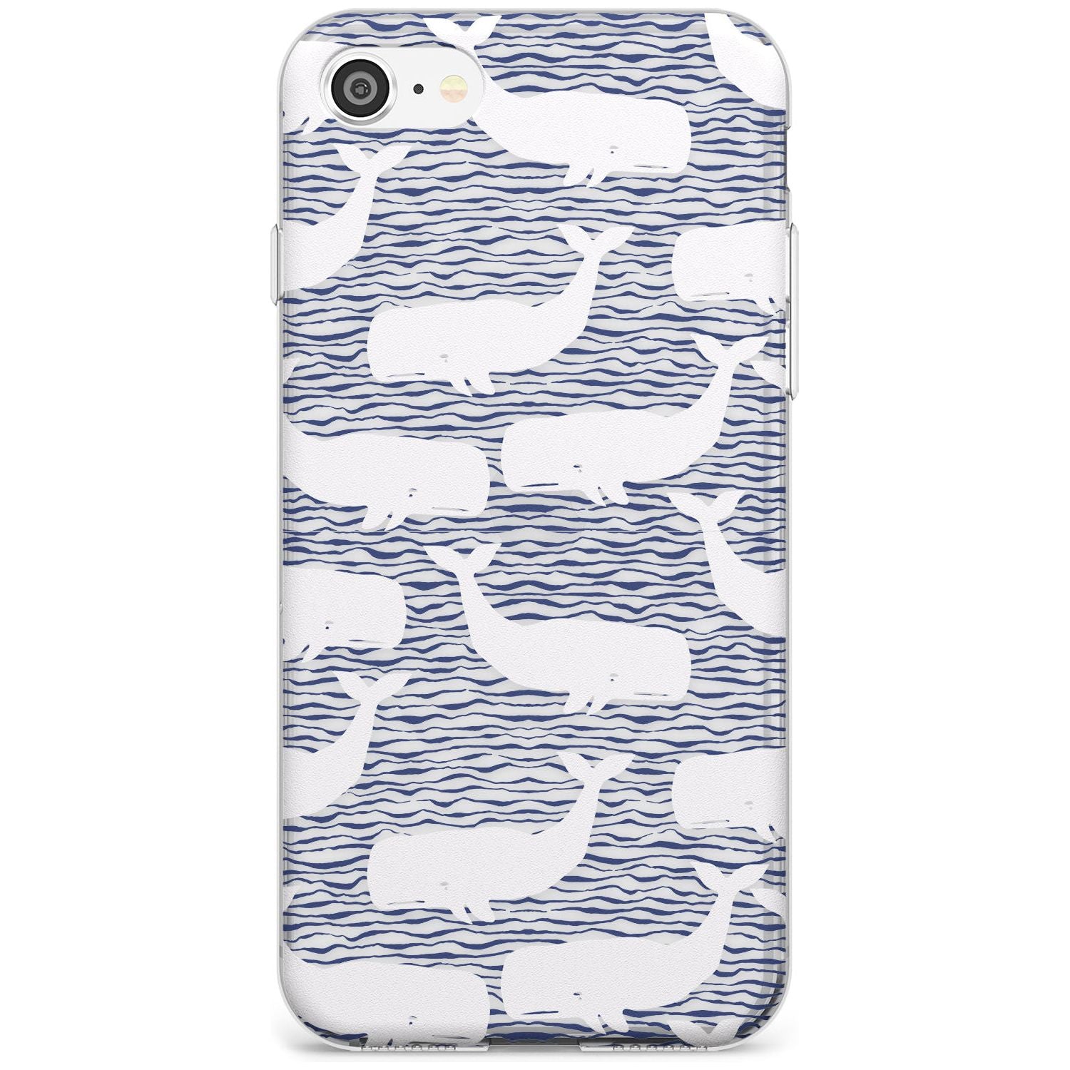 Cute Whales (Transparent) Black Impact Phone Case for iPhone SE 8 7 Plus
