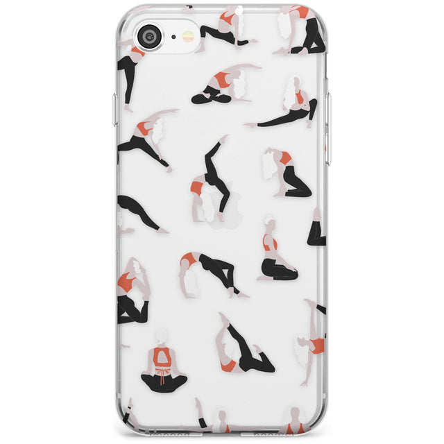 Yoga Poses Clear Black Impact Phone Case for iPhone SE 8 7 Plus
