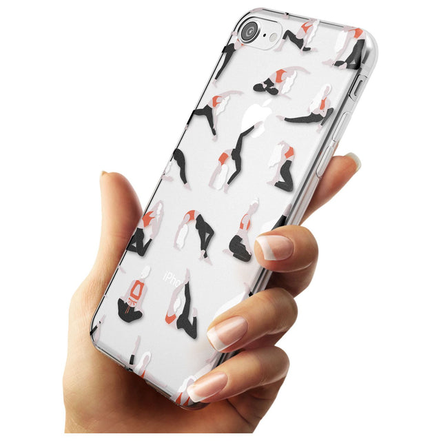 Yoga Poses Clear Black Impact Phone Case for iPhone SE 8 7 Plus