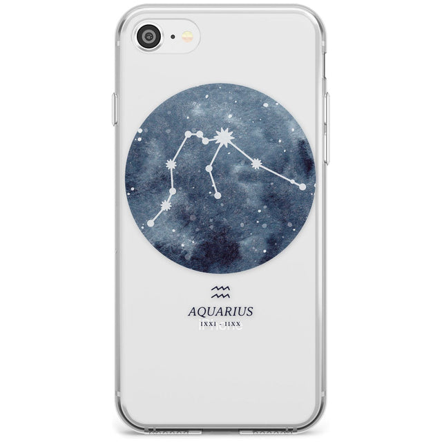 Aquarius Zodiac Transparent Design - Blue Slim TPU Phone Case for iPhone SE 8 7 Plus